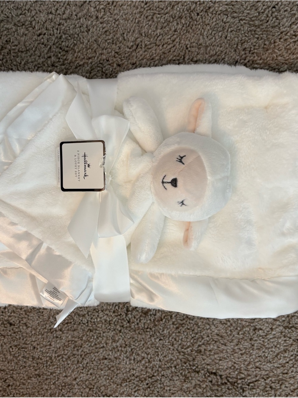 Hallmark Cream Plush Lamb Sleep Sack with Ribbon Trim